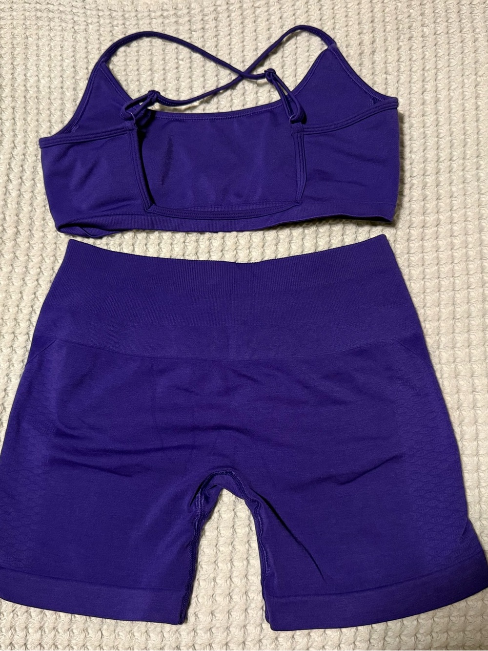 Alphalete Purple Seamless Sports Bra & High-Waist Shorts Set (Never Worn) - Picture 6 of 6